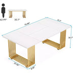 Scrivania moderna Lantine da 70.9 pollici, scrivania per computer in legno con gambe in metallo dorato, ampia postazione di lavoro per ufficio domestico, scrivania da studio