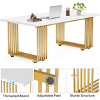 Scrivania moderna Lantine da 70.9 pollici, scrivania per computer in legno con gambe in metallo dorato, ampia postazione di lavoro per ufficio domestico, scrivania da studio