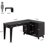 Scrivania angolare a L Lantine con mobile contenitore, postazione di lavoro angolare in legno da 57 pollici, scrivania per computer per ufficio domestico, tavolo da studio e scrittura (nero)