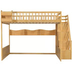 Letto a soppalco Luxystar Queen in legno con armadio, scala contenitore e ripiani
