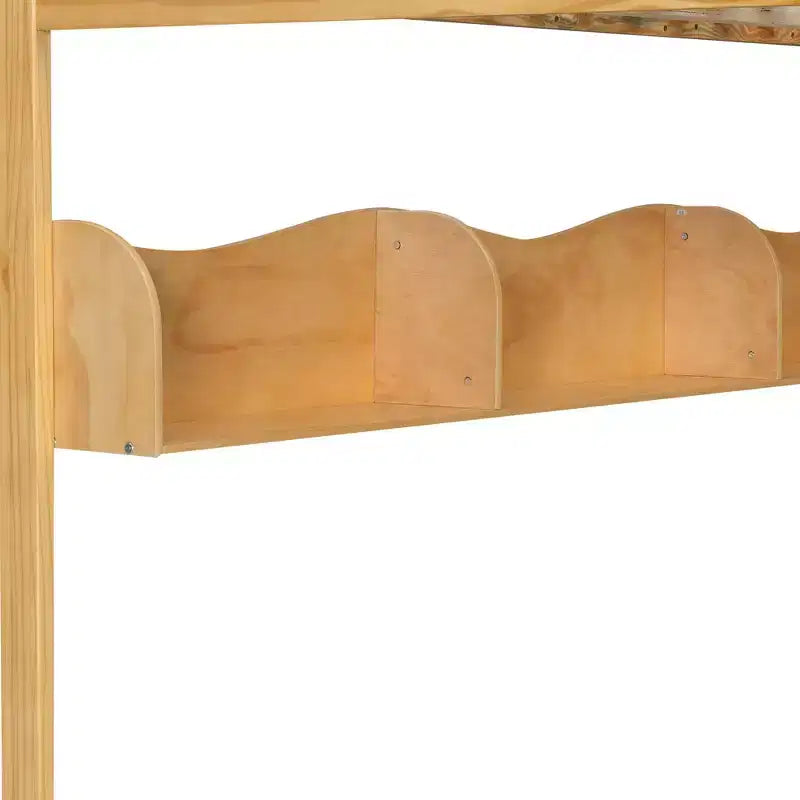 Letto a soppalco Luxystar Queen in legno con armadio, scala contenitore e ripiani