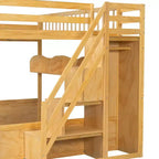 Letto a soppalco Luxystar Queen in legno con armadio, scala contenitore e ripiani