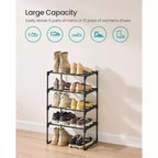 SONGMICS Scarpiera, Organizzatore di Scarpe a 4 Livelli, Scaffale Portaoggetti in Metallo, per 5-10 Paia, Impilabile, Garage, 30 x 42,5 x 72 cm, Nero
