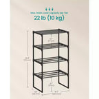 SONGMICS Scarpiera, Organizzatore di Scarpe a 4 Livelli, Scaffale Portaoggetti in Metallo, per 5-10 Paia, Impilabile, Garage, 30 x 42,5 x 72 cm, Nero