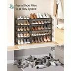 SONGMICS Scarpiera, Organizzatore di Scarpe a 4 Livelli, Scaffale Portaoggetti in Metallo, per 5-10 Paia, Impilabile, Garage, 30 x 42,5 x 72 cm, Nero