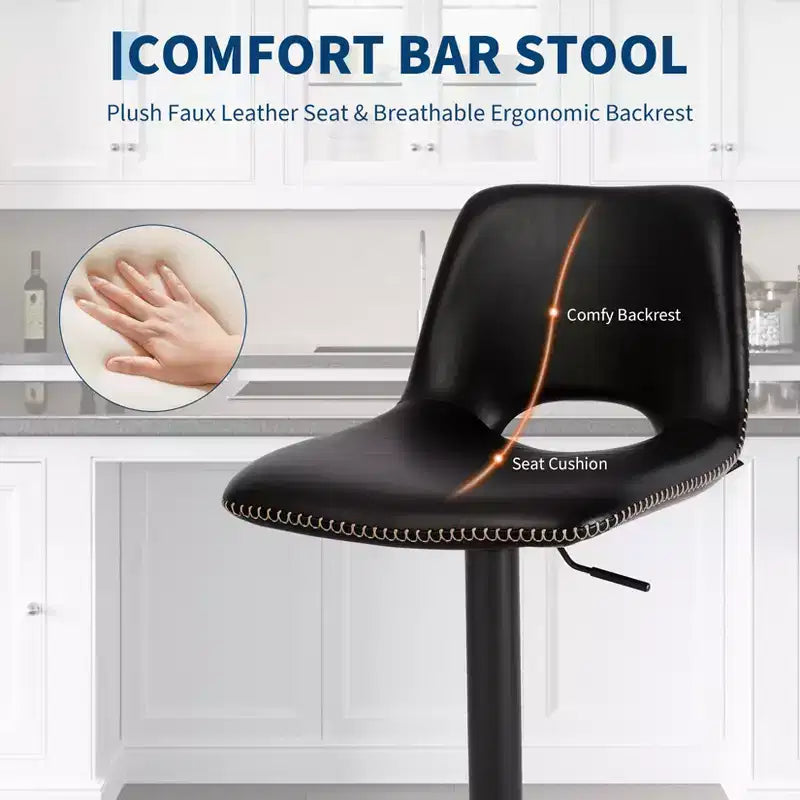 Set di 2 sgabelli da bar girevoli moderni regolabili, base in metallo ergonomica robusta, sedie comode altezza bancone, per isola cucina, sala da pranzo, soggiorno