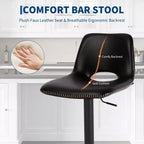Set di 2 sgabelli da bar girevoli moderni regolabili, base in metallo ergonomica robusta, sedie comode altezza bancone, per isola cucina, sala da pranzo, soggiorno