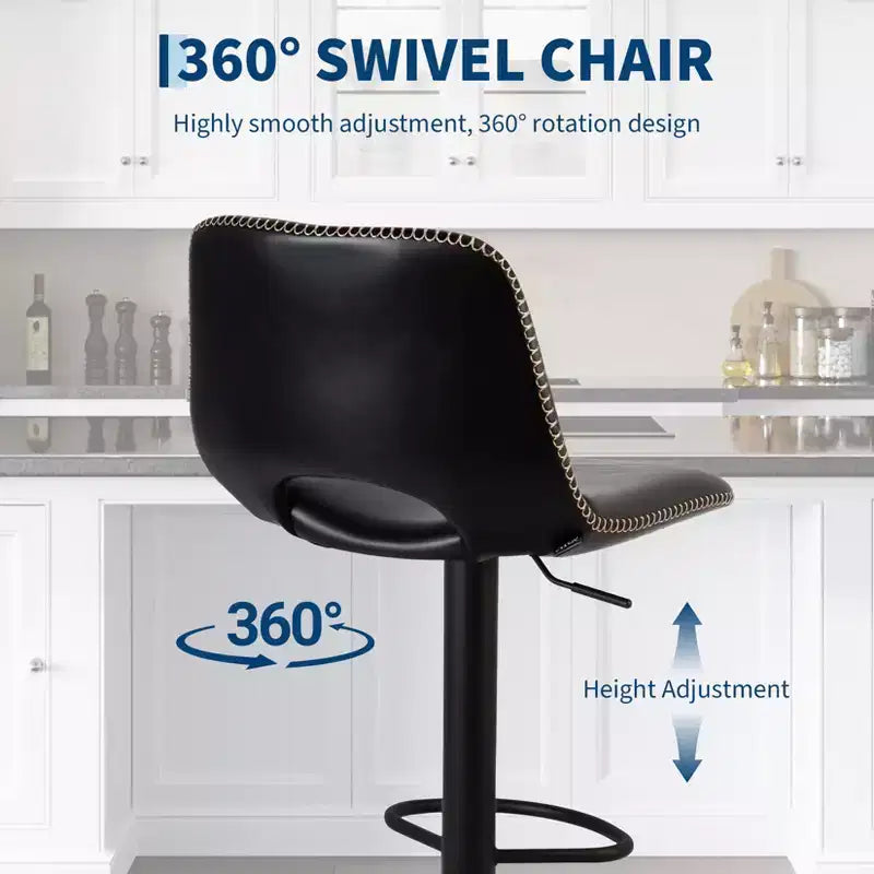 Set di 2 sgabelli da bar girevoli moderni regolabili, base in metallo ergonomica robusta, sedie comode altezza bancone, per isola cucina, sala da pranzo, soggiorno