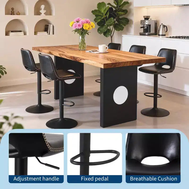 Set di 2 sgabelli da bar girevoli moderni regolabili, base in metallo ergonomica robusta, sedie comode altezza bancone, per isola cucina, sala da pranzo, soggiorno