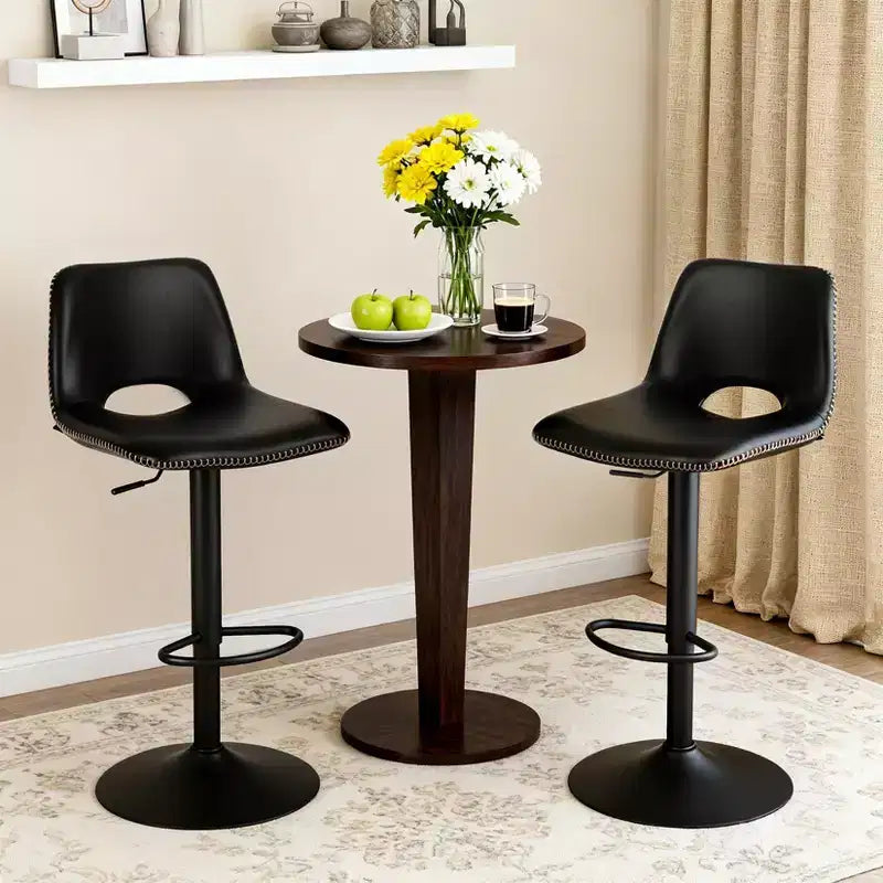 Set di 2 sgabelli da bar girevoli moderni regolabili, base in metallo ergonomica robusta, sedie comode altezza bancone, per isola cucina, sala da pranzo, soggiorno