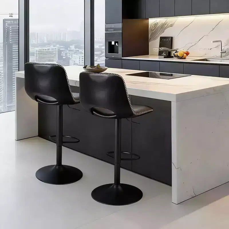 Set di 2 sgabelli da bar girevoli moderni regolabili, base in metallo ergonomica robusta, sedie comode altezza bancone, per isola cucina, sala da pranzo, soggiorno