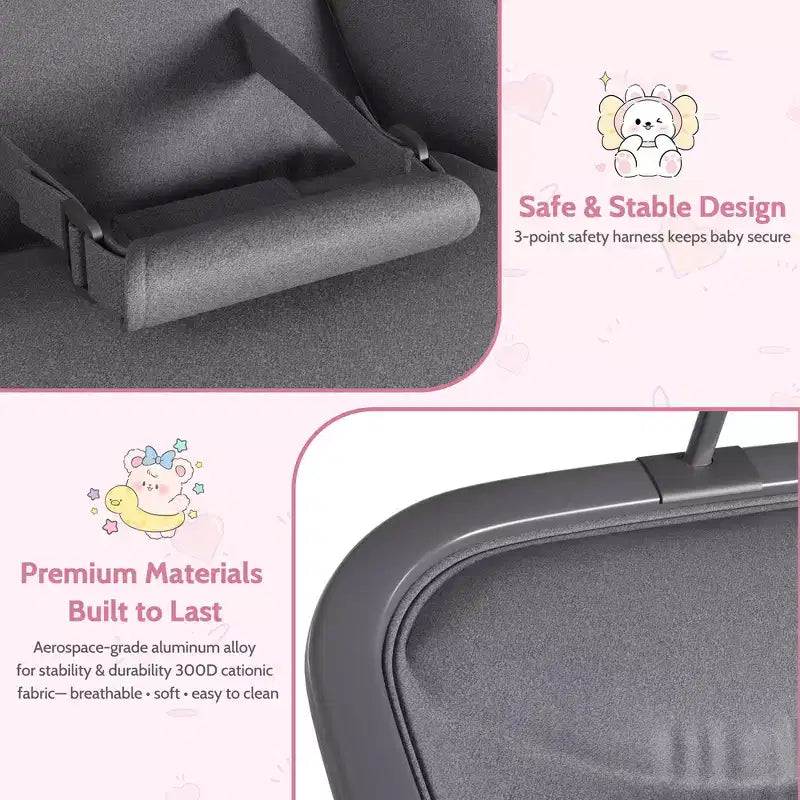 COZONY Sdraietta e Dondolo per Neonati Pieghevole 2-in-1, Seduta Regolabile in 3 Posizioni, Leggero e Portatile