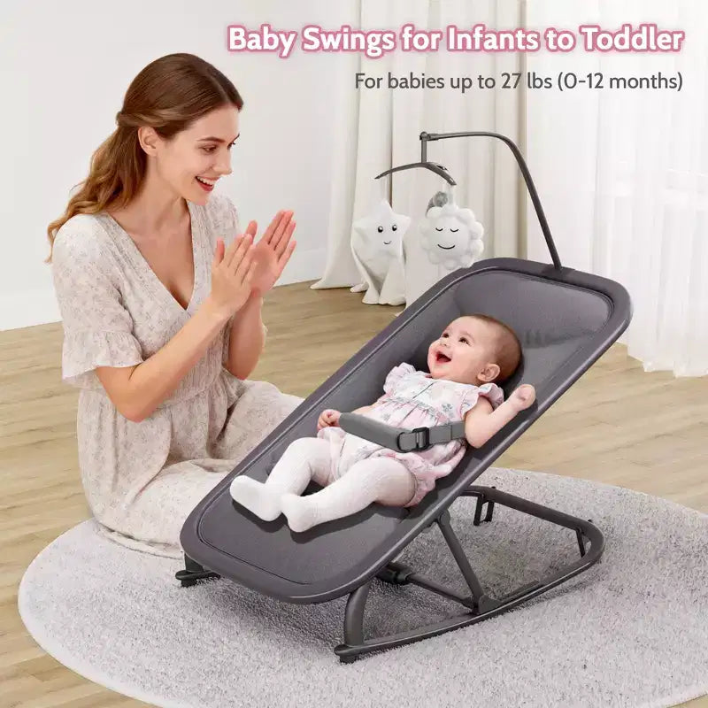 COZONY Sdraietta e Dondolo per Neonati Pieghevole 2-in-1, Seduta Regolabile in 3 Posizioni, Leggero e Portatile