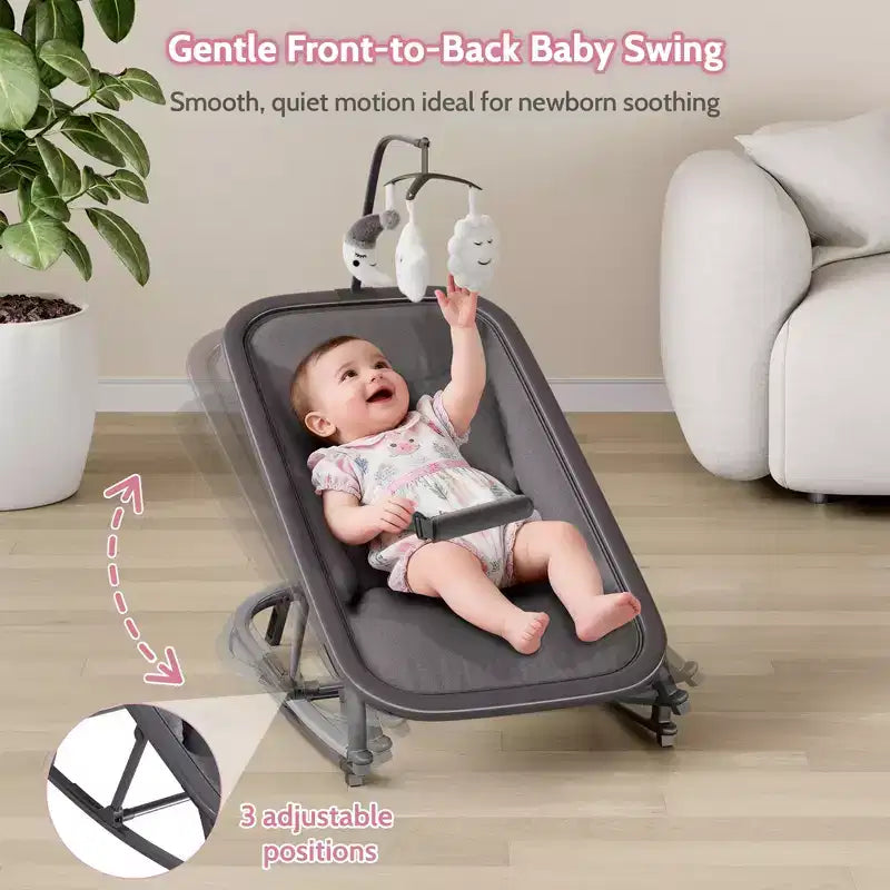 COZONY Sdraietta e Dondolo per Neonati Pieghevole 2-in-1, Seduta Regolabile in 3 Posizioni, Leggero e Portatile