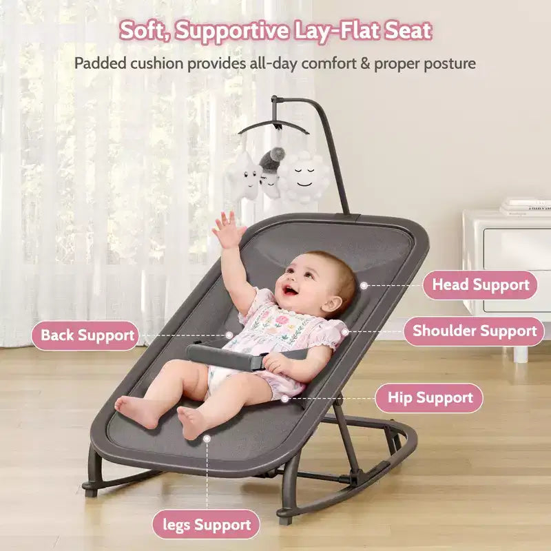 COZONY Sdraietta e Dondolo per Neonati Pieghevole 2-in-1, Seduta Regolabile in 3 Posizioni, Leggero e Portatile