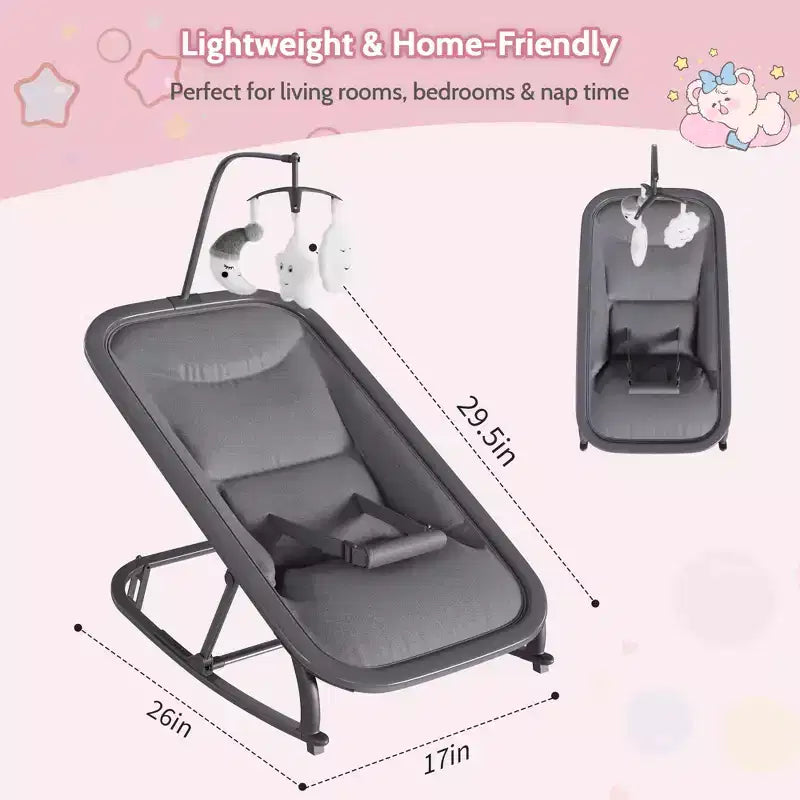COZONY Sdraietta e Dondolo per Neonati Pieghevole 2-in-1, Seduta Regolabile in 3 Posizioni, Leggero e Portatile
