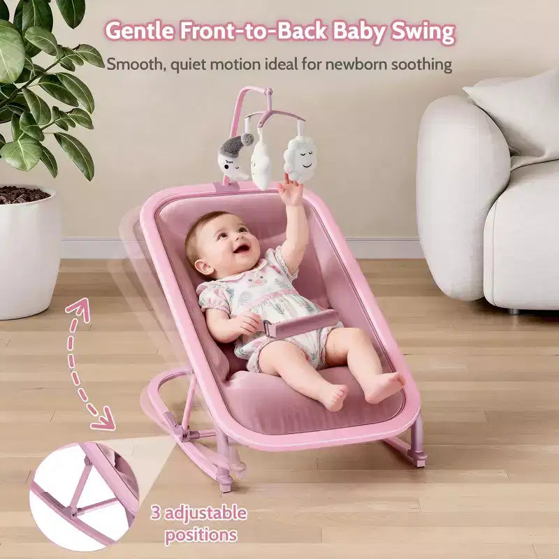 COZONY Sdraietta e Dondolo per Neonati Pieghevole 2-in-1, Seduta Regolabile in 3 Posizioni, Leggero e Portatile