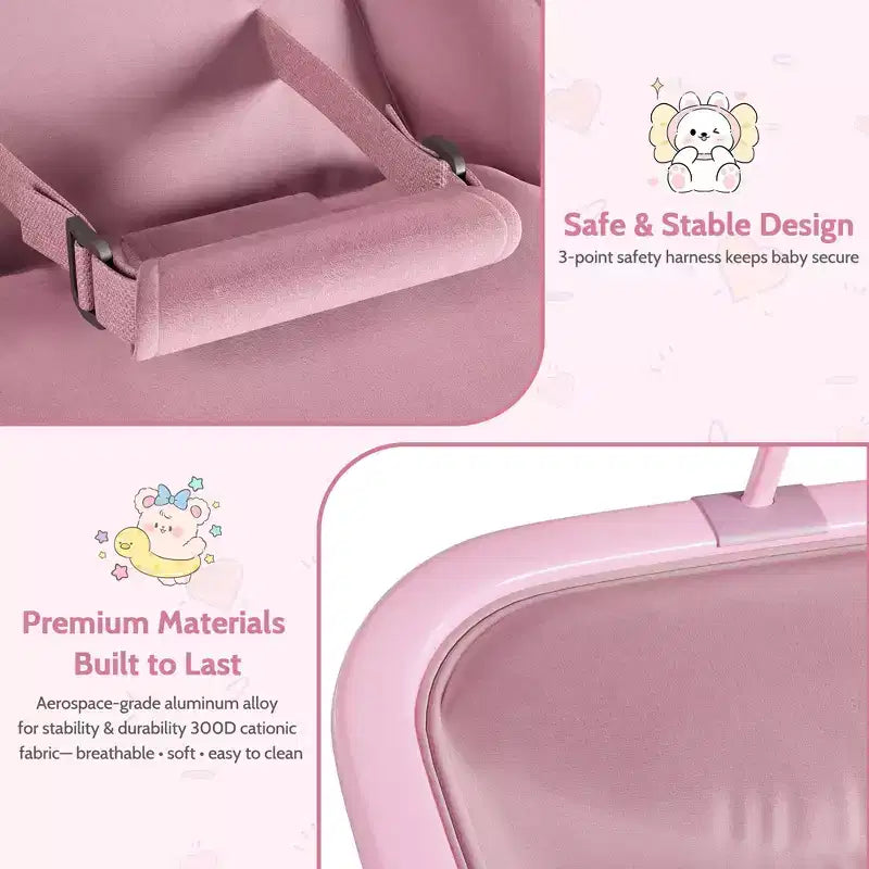 COZONY Sdraietta e Dondolo per Neonati Pieghevole 2-in-1, Seduta Regolabile in 3 Posizioni, Leggero e Portatile