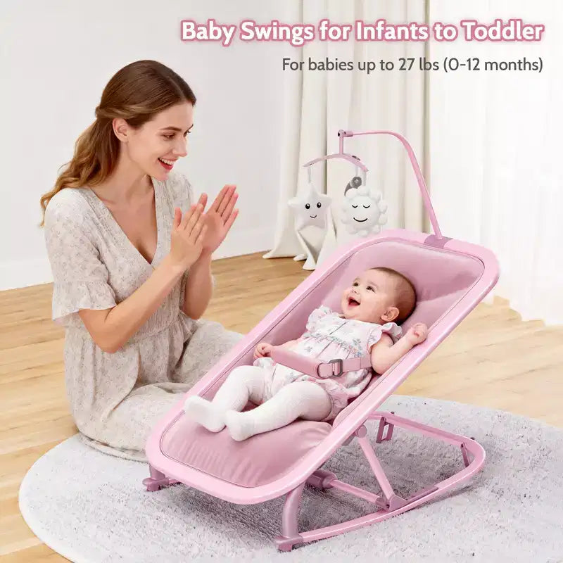COZONY Sdraietta e Dondolo per Neonati Pieghevole 2-in-1, Seduta Regolabile in 3 Posizioni, Leggero e Portatile