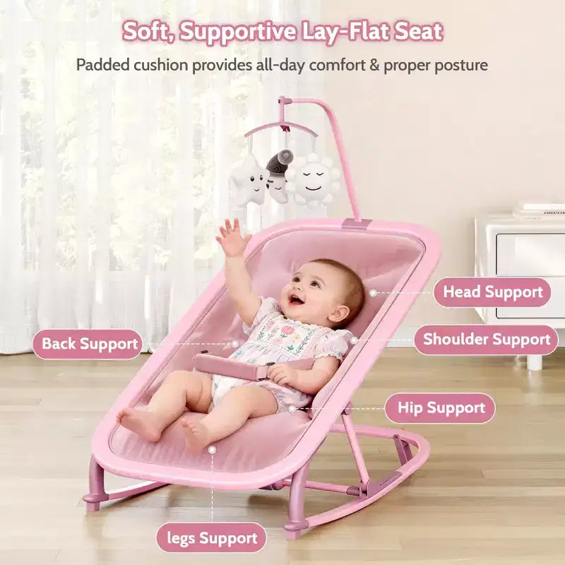 COZONY Sdraietta e Dondolo per Neonati Pieghevole 2-in-1, Seduta Regolabile in 3 Posizioni, Leggero e Portatile