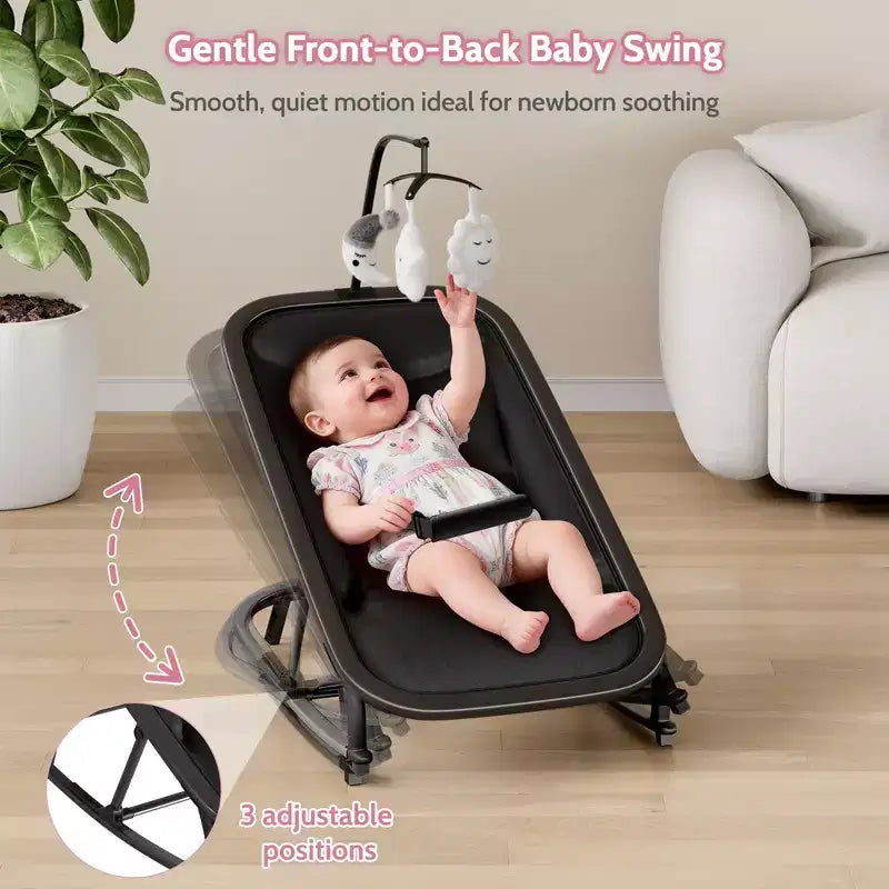 COZONY Sdraietta e Dondolo per Neonati Pieghevole 2-in-1, Seduta Regolabile in 3 Posizioni, Leggero e Portatile