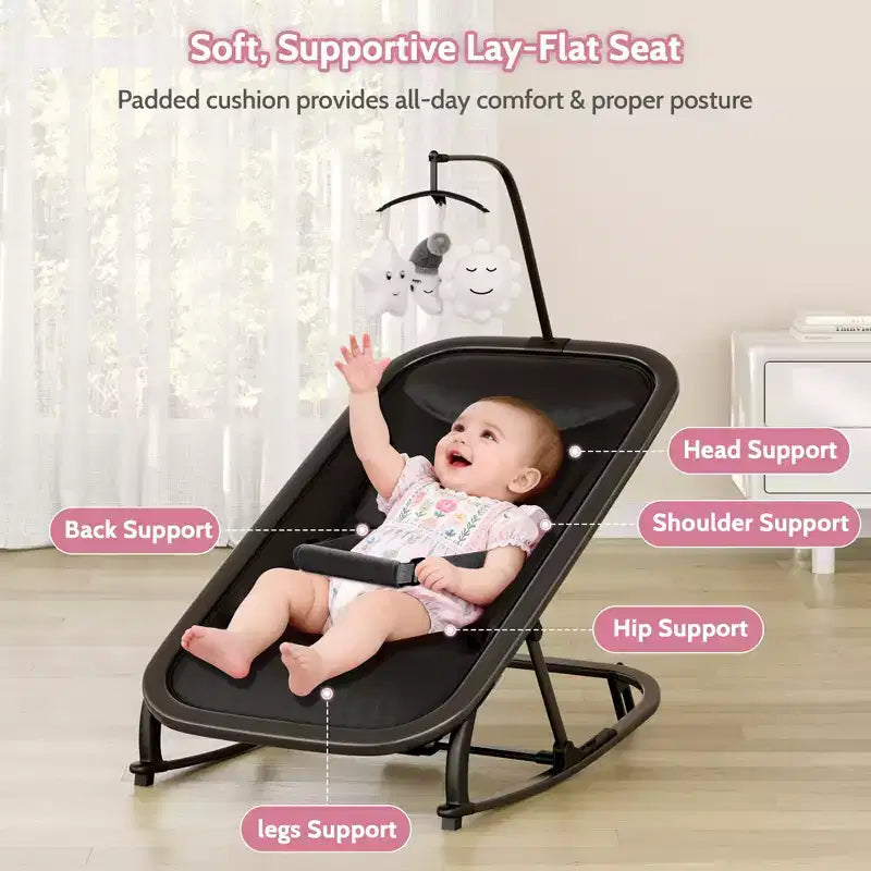 COZONY Sdraietta e Dondolo per Neonati Pieghevole 2-in-1, Seduta Regolabile in 3 Posizioni, Leggero e Portatile