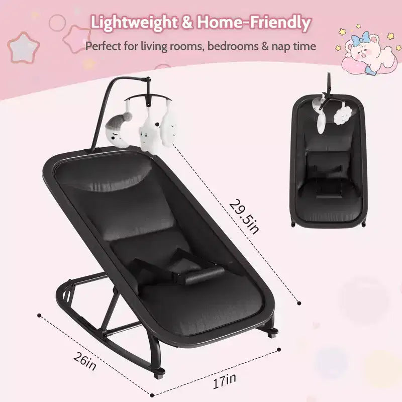 COZONY Sdraietta e Dondolo per Neonati Pieghevole 2-in-1, Seduta Regolabile in 3 Posizioni, Leggero e Portatile