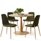 Set da pranzo rotondo da 5 pezzi, tavolo a piedistallo effetto legno da 39,5 pollici e sedie curve imbottite, ideale per angoli cucina - Panipeachy