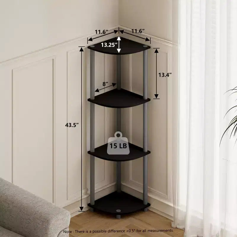 HOMLUX Scaffale ad angolo a 4 ripiani, Scaffale aperto per bagno, soggiorno, ufficio