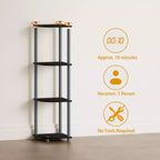 HOMLUX Scaffale ad angolo a 4 ripiani, Scaffale aperto per bagno, soggiorno, ufficio