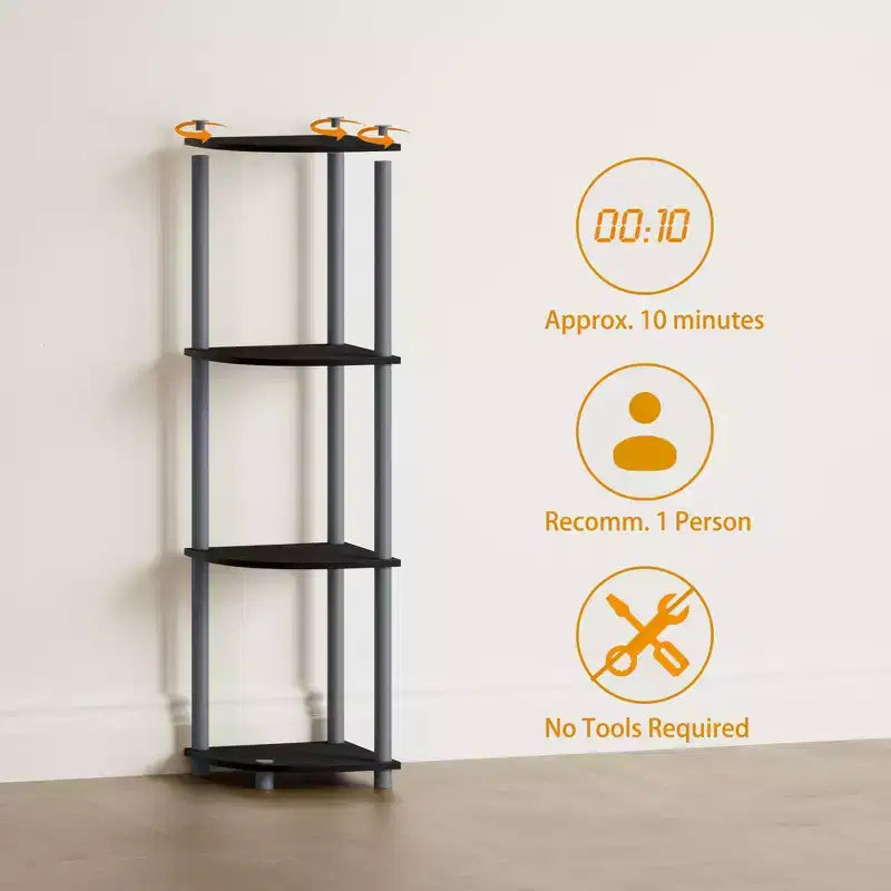HOMLUX Scaffale ad angolo a 4 ripiani, Scaffale aperto per bagno, soggiorno, ufficio