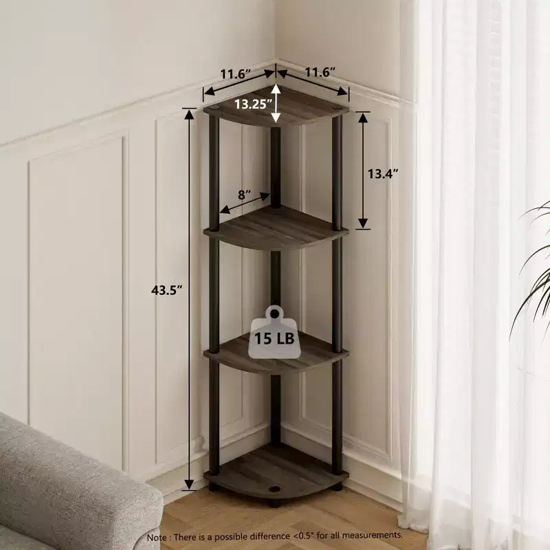 HOMLUX Scaffale ad angolo a 4 ripiani, Scaffale aperto per bagno, soggiorno, ufficio