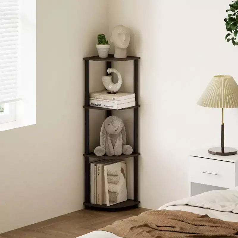 HOMLUX Scaffale ad angolo a 4 ripiani, Scaffale aperto per bagno, soggiorno, ufficio