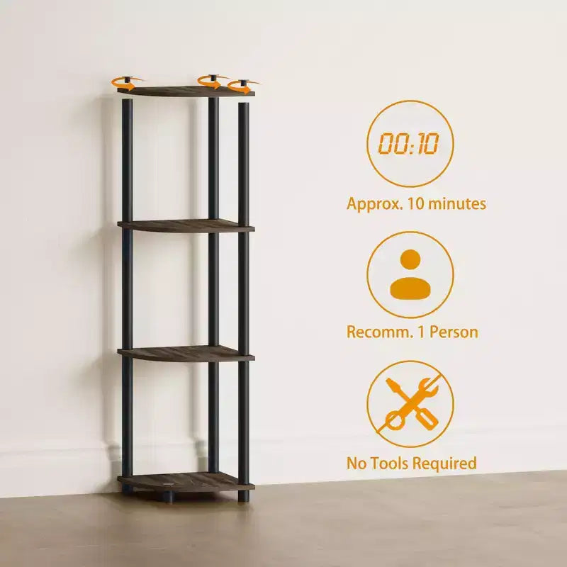 HOMLUX Scaffale ad angolo a 4 ripiani, Scaffale aperto per bagno, soggiorno, ufficio