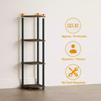 HOMLUX Scaffale ad angolo a 4 ripiani, Scaffale aperto per bagno, soggiorno, ufficio