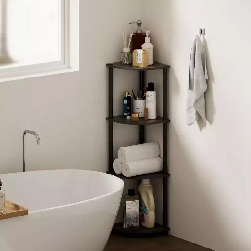HOMLUX Scaffale ad angolo a 4 ripiani, Scaffale aperto per bagno, soggiorno, ufficio