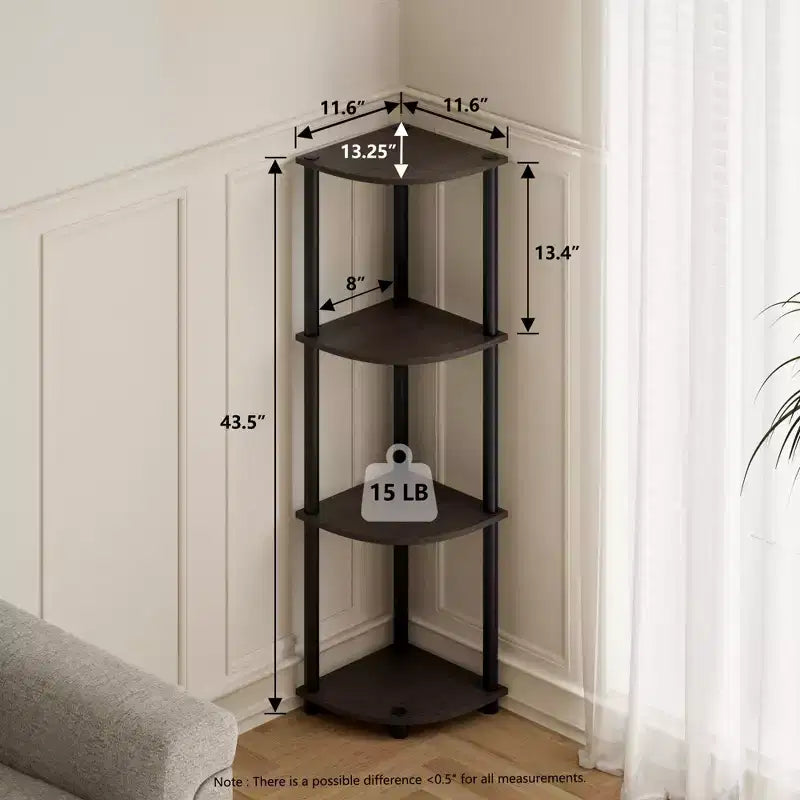 HOMLUX Scaffale ad angolo a 4 ripiani, Scaffale aperto per bagno, soggiorno, ufficio