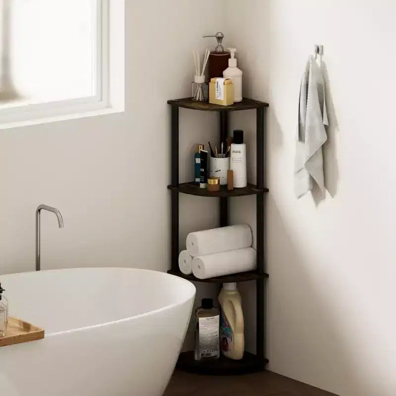 HOMLUX Scaffale ad angolo a 4 ripiani, Scaffale aperto per bagno, soggiorno, ufficio