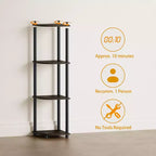HOMLUX Scaffale ad angolo a 4 ripiani, Scaffale aperto per bagno, soggiorno, ufficio
