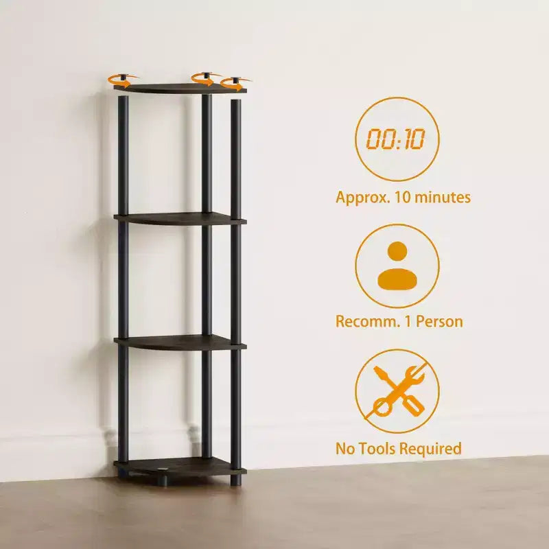 HOMLUX Scaffale ad angolo a 4 ripiani, Scaffale aperto per bagno, soggiorno, ufficio