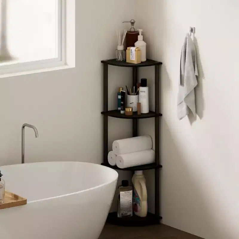 HOMLUX Scaffale ad angolo a 4 ripiani, Scaffale aperto per bagno, soggiorno, ufficio