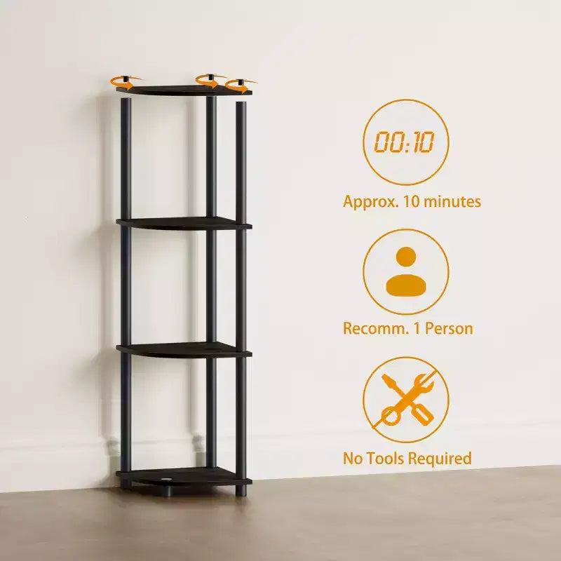 HOMLUX Scaffale ad angolo a 4 ripiani, Scaffale aperto per bagno, soggiorno, ufficio