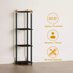 HOMLUX Scaffale ad angolo a 4 ripiani, Scaffale aperto per bagno, soggiorno, ufficio
