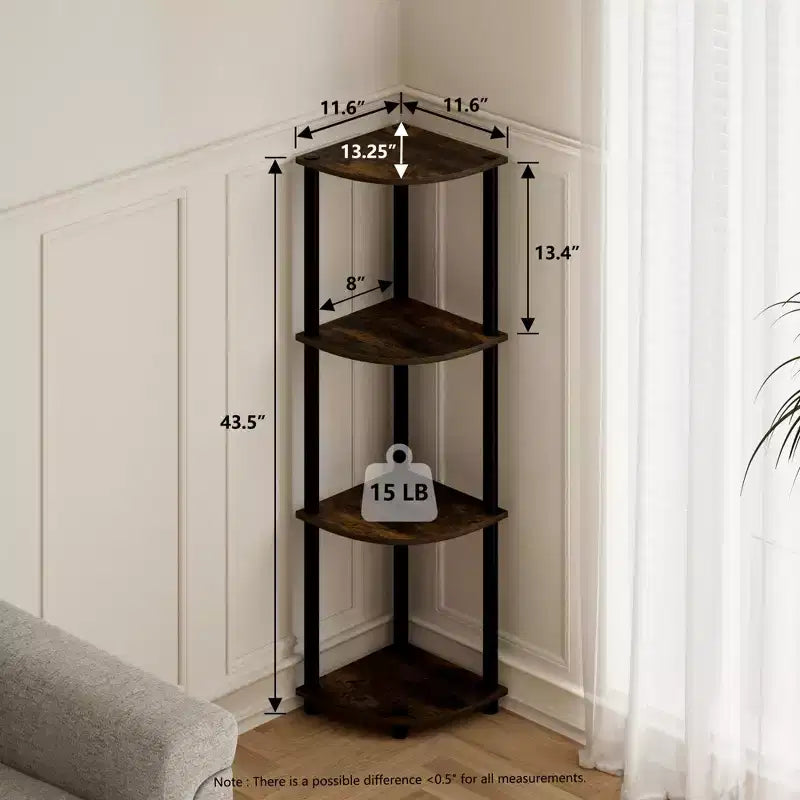 HOMLUX Scaffale ad angolo a 4 ripiani, Scaffale aperto per bagno, soggiorno, ufficio