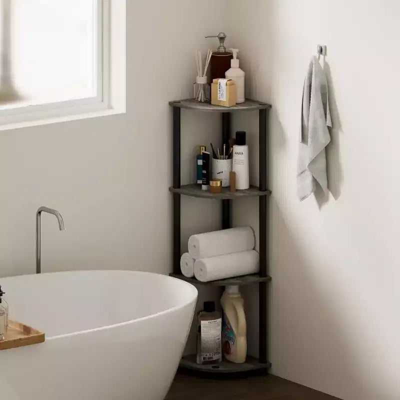 HOMLUX Scaffale ad angolo a 4 ripiani, Scaffale aperto per bagno, soggiorno, ufficio