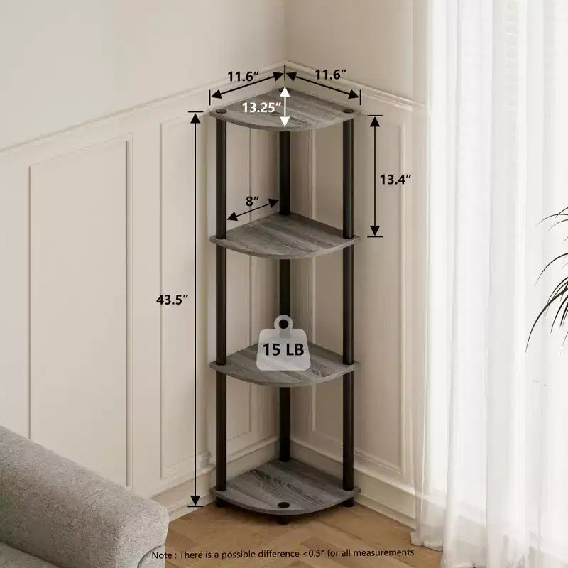 HOMLUX Scaffale ad angolo a 4 ripiani, Scaffale aperto per bagno, soggiorno, ufficio