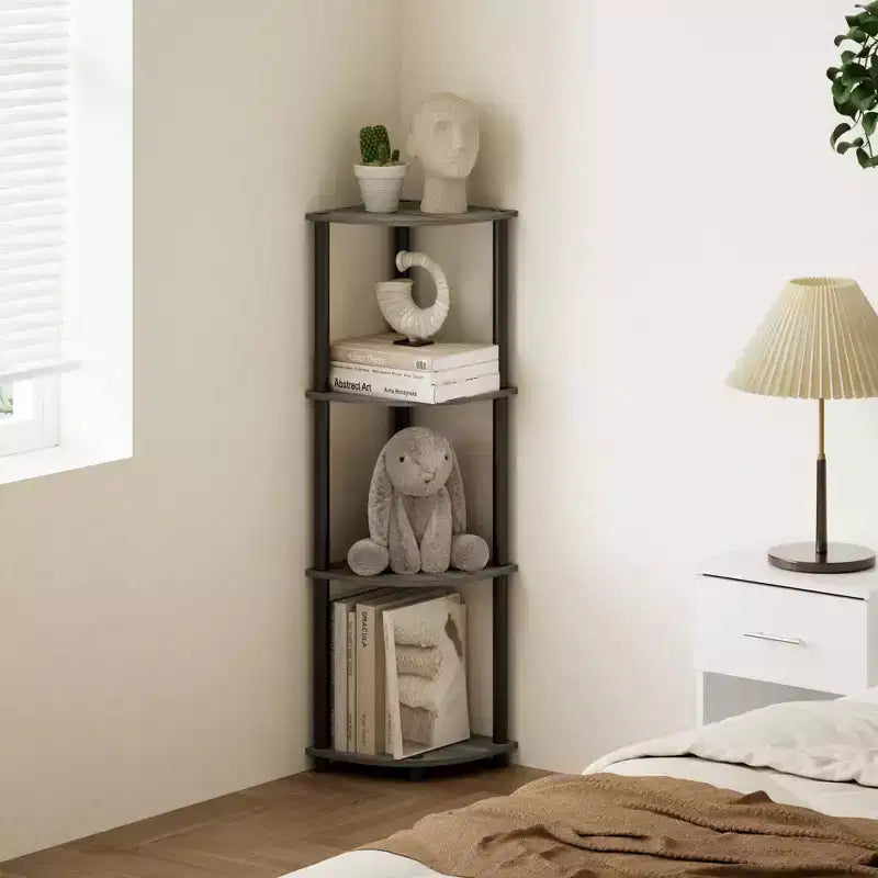 HOMLUX Scaffale ad angolo a 4 ripiani, Scaffale aperto per bagno, soggiorno, ufficio