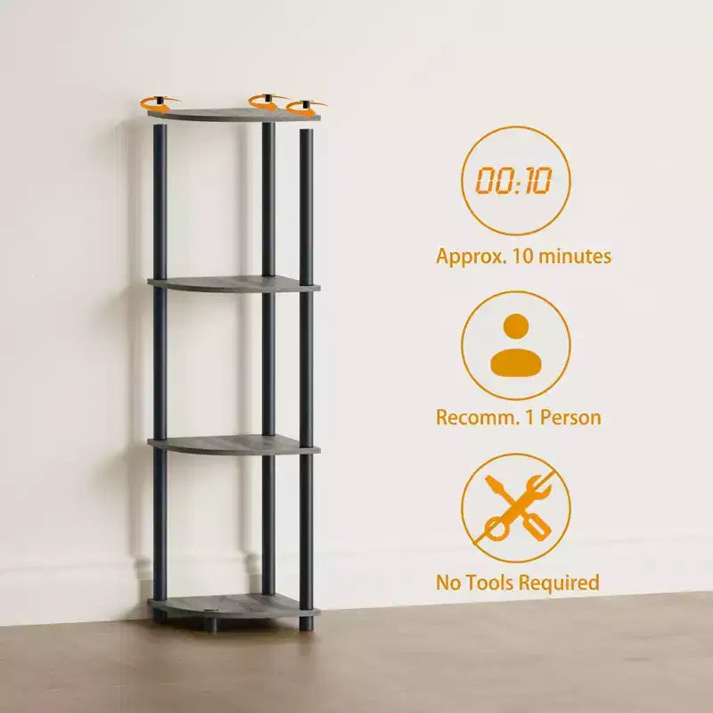 HOMLUX Scaffale ad angolo a 4 ripiani, Scaffale aperto per bagno, soggiorno, ufficio