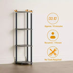 HOMLUX Scaffale ad angolo a 4 ripiani, Scaffale aperto per bagno, soggiorno, ufficio