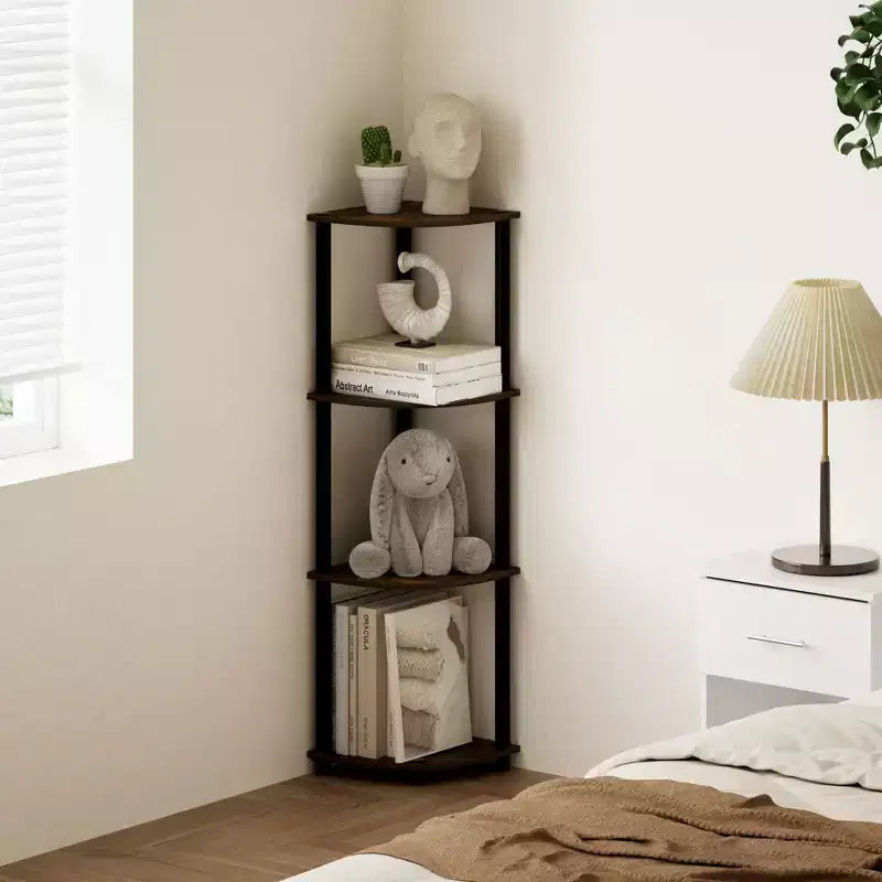 HOMLUX Scaffale ad angolo a 4 ripiani, Scaffale aperto per bagno, soggiorno, ufficio